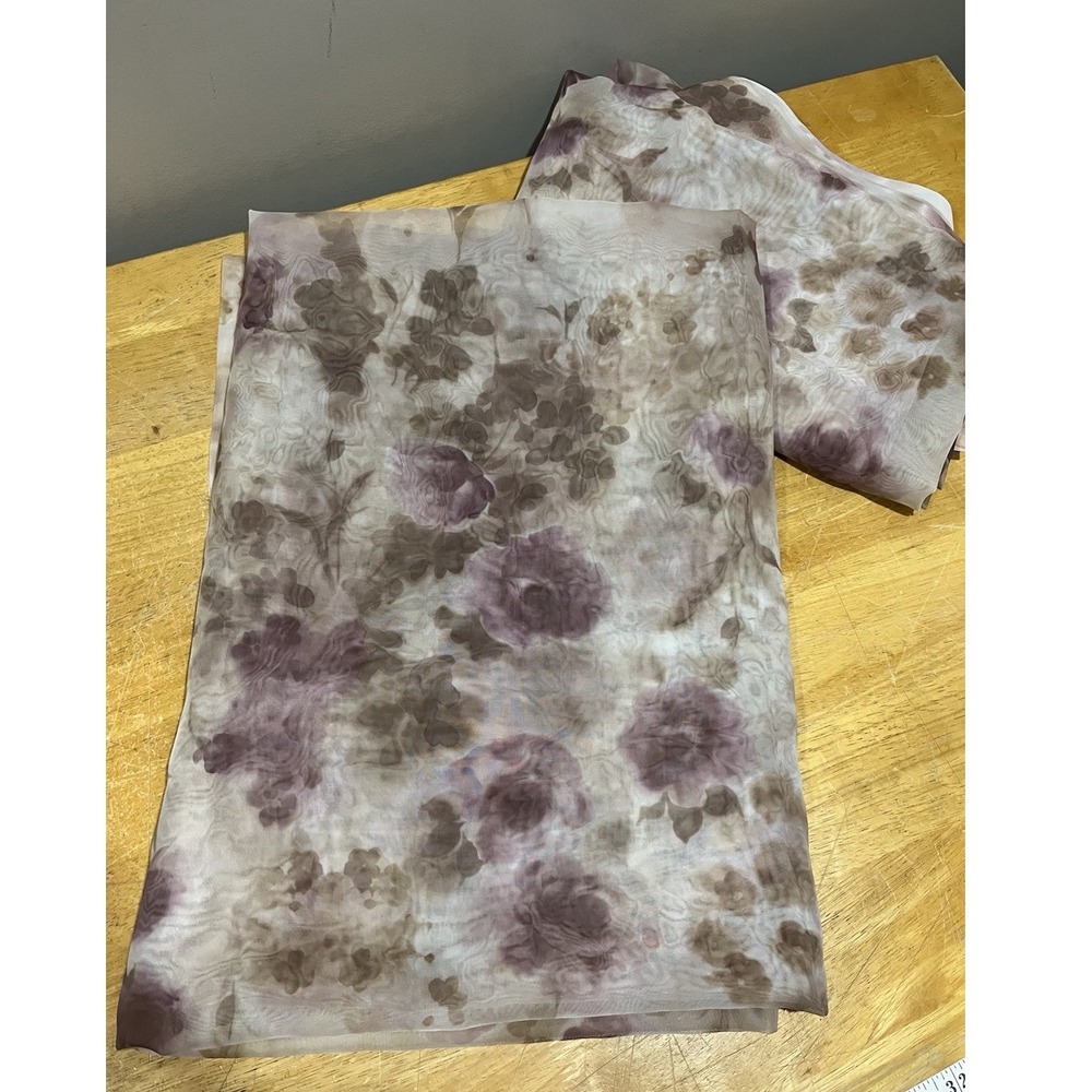 JCPenney Home Lisette Rose Print Purple Sheer Curtain panels 60x84" 2‎ panels